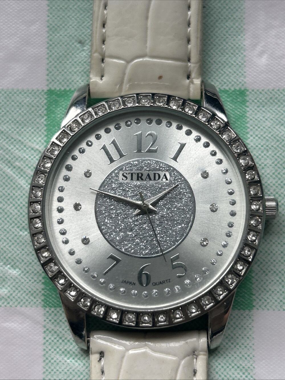 Strada Silver Tone White Band Women’s Quartz Watch